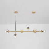 Modern Spherical Glass Bead Crown Chandelier Brass Industrial Pendant Light