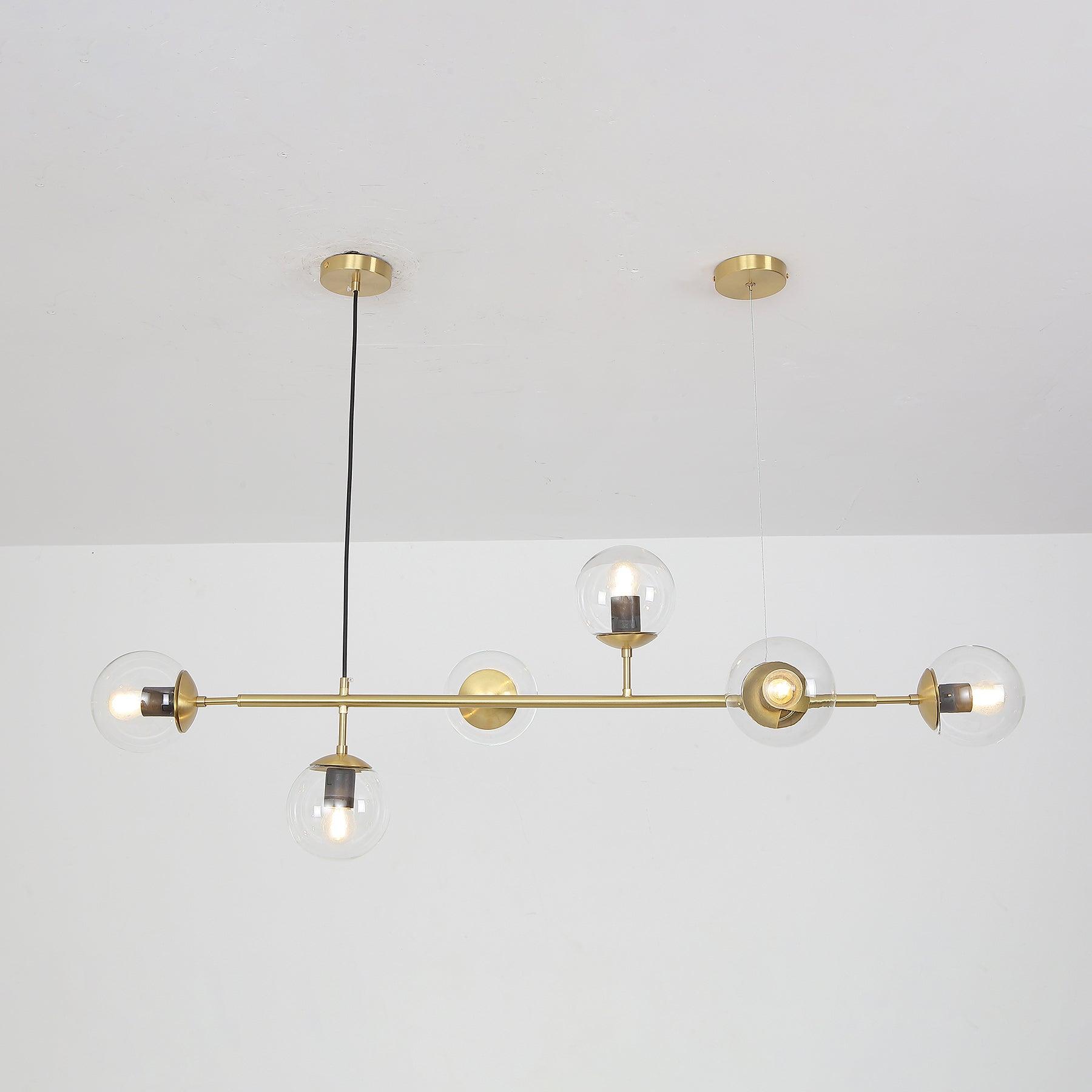 Modern Spherical Glass Bead Crown Chandelier Brass Industrial Pendant Light