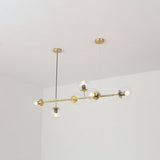 Modern Spherical Glass Bead Crown Chandelier Brass Industrial Pendant Light