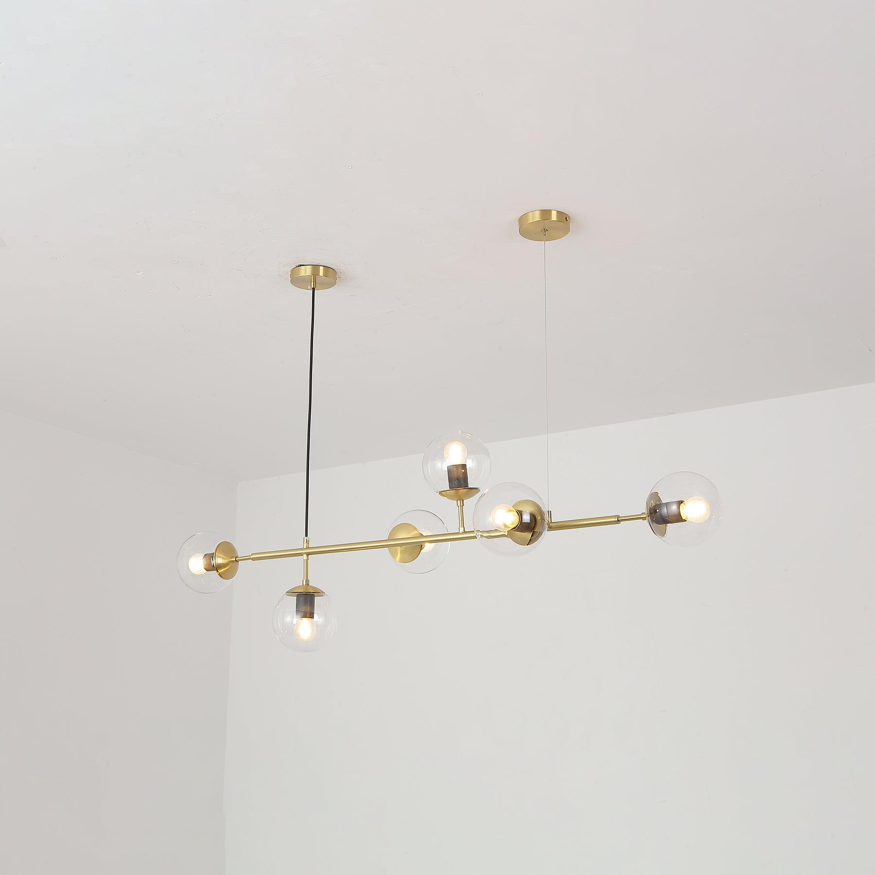 Modern Spherical Glass Bead Crown Chandelier Brass Industrial Pendant Light