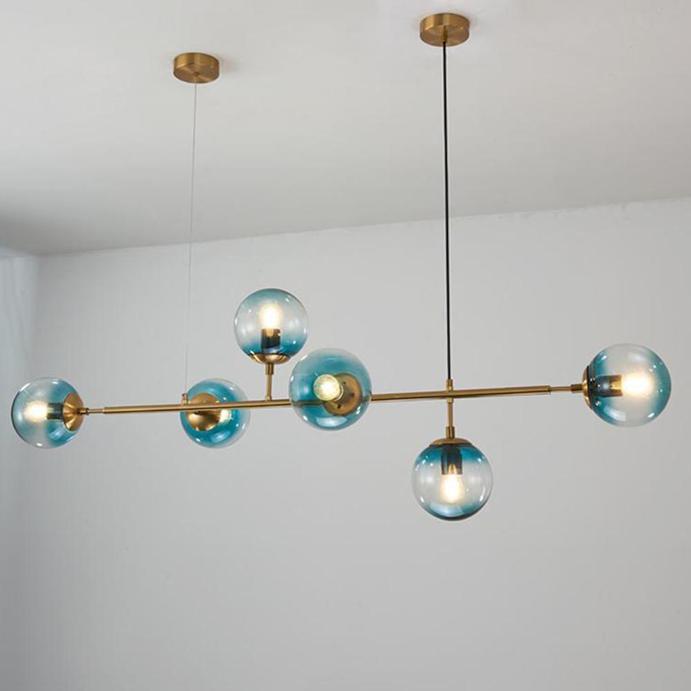 Modern Spherical Glass Bead Crown Chandelier Brass Industrial Pendant Light