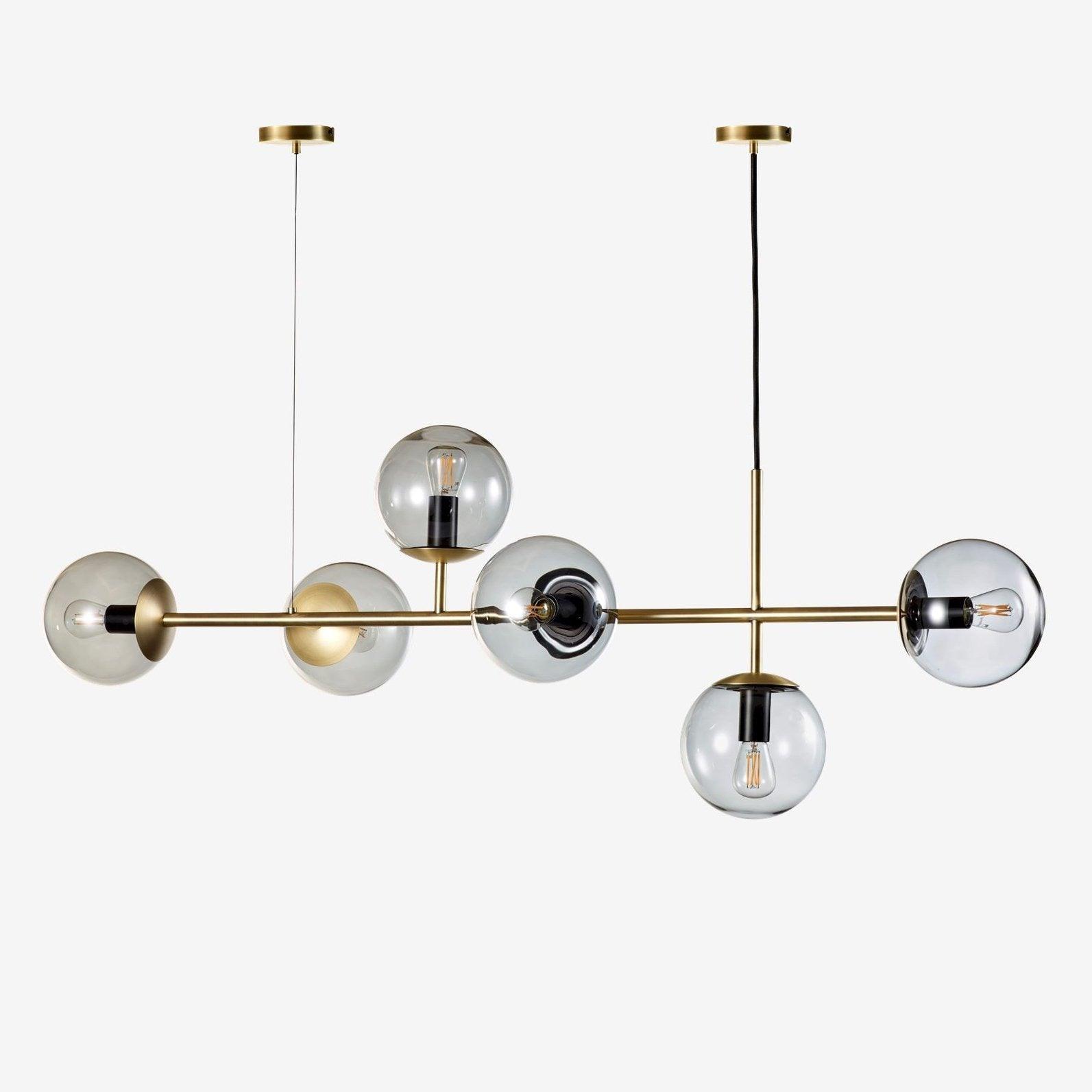 Modern Spherical Glass Bead Crown Chandelier Brass Industrial Pendant Light
