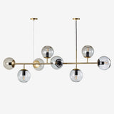 Modern Spherical Glass Bead Crown Chandelier Brass Industrial Pendant Light