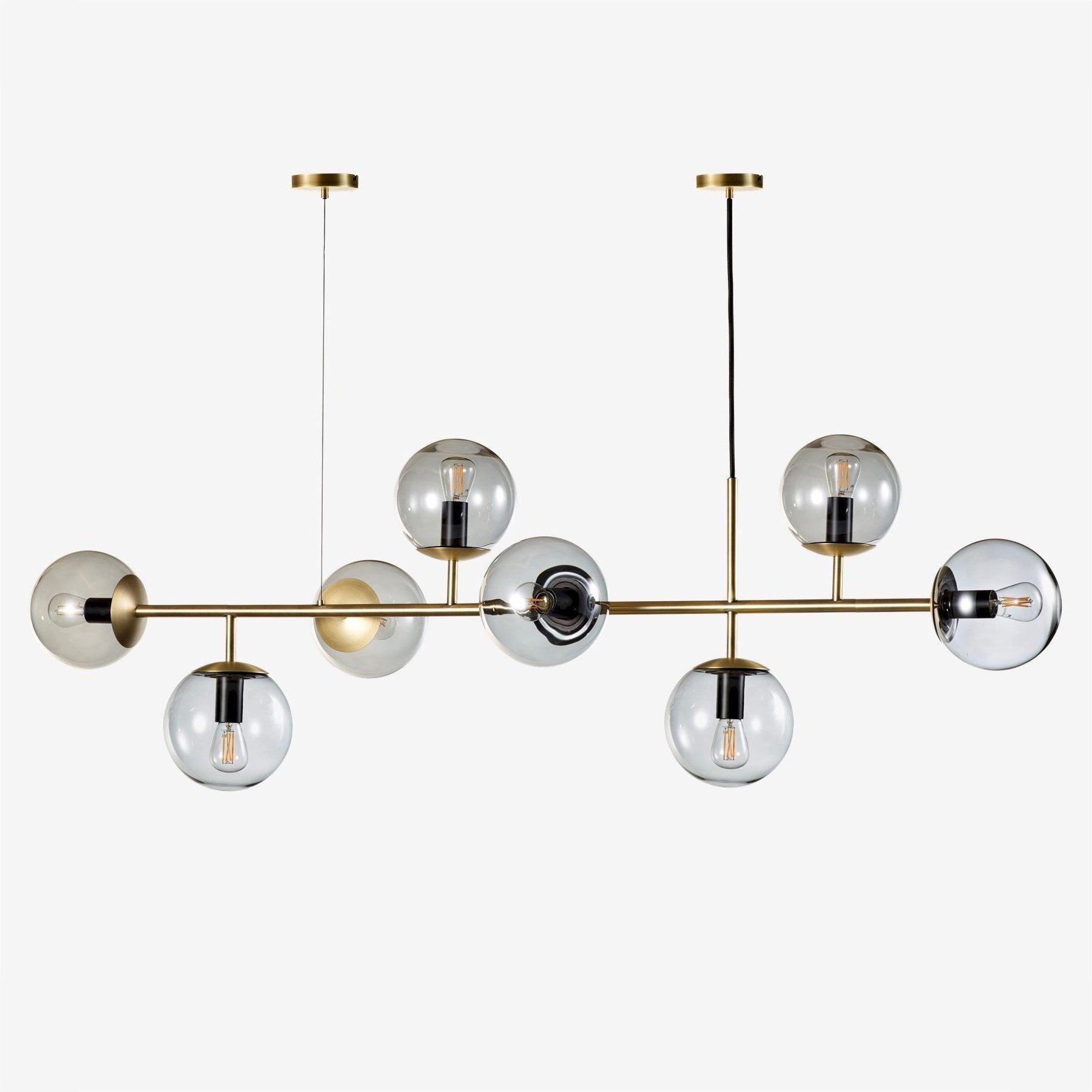 Modern Spherical Glass Bead Crown Chandelier Brass Industrial Pendant Light