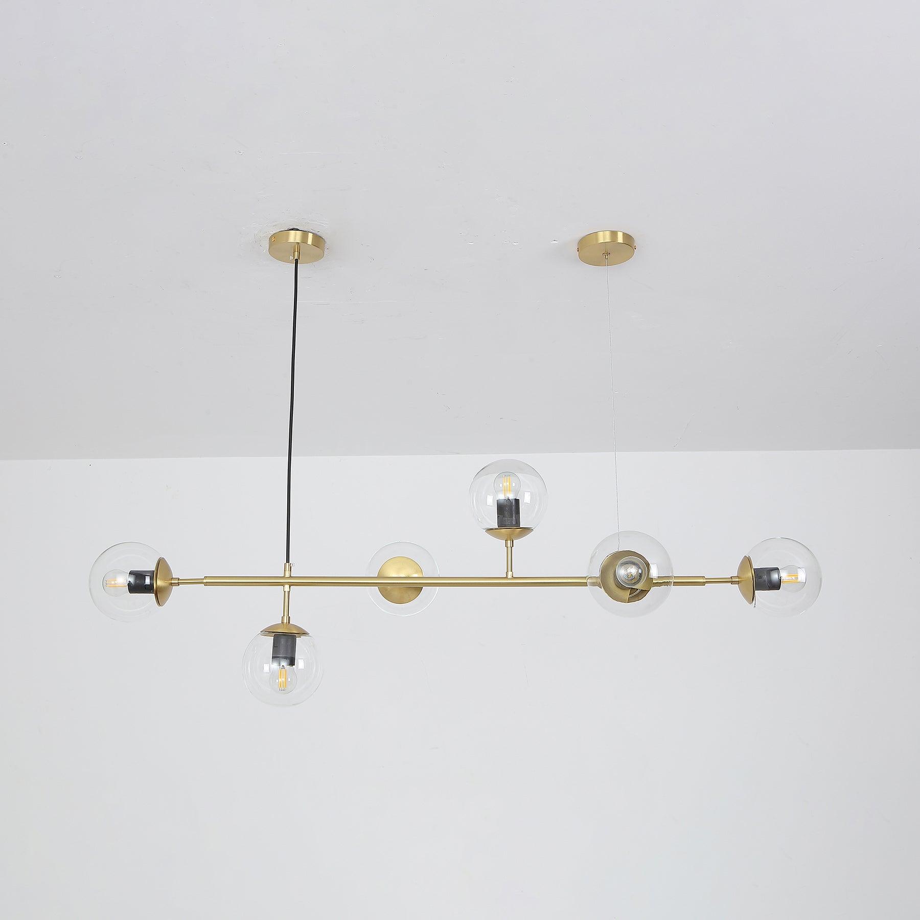 Modern Spherical Glass Bead Crown Chandelier Brass Industrial Pendant Light