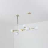 Modern Spherical Glass Bead Crown Chandelier Brass Industrial Pendant Light