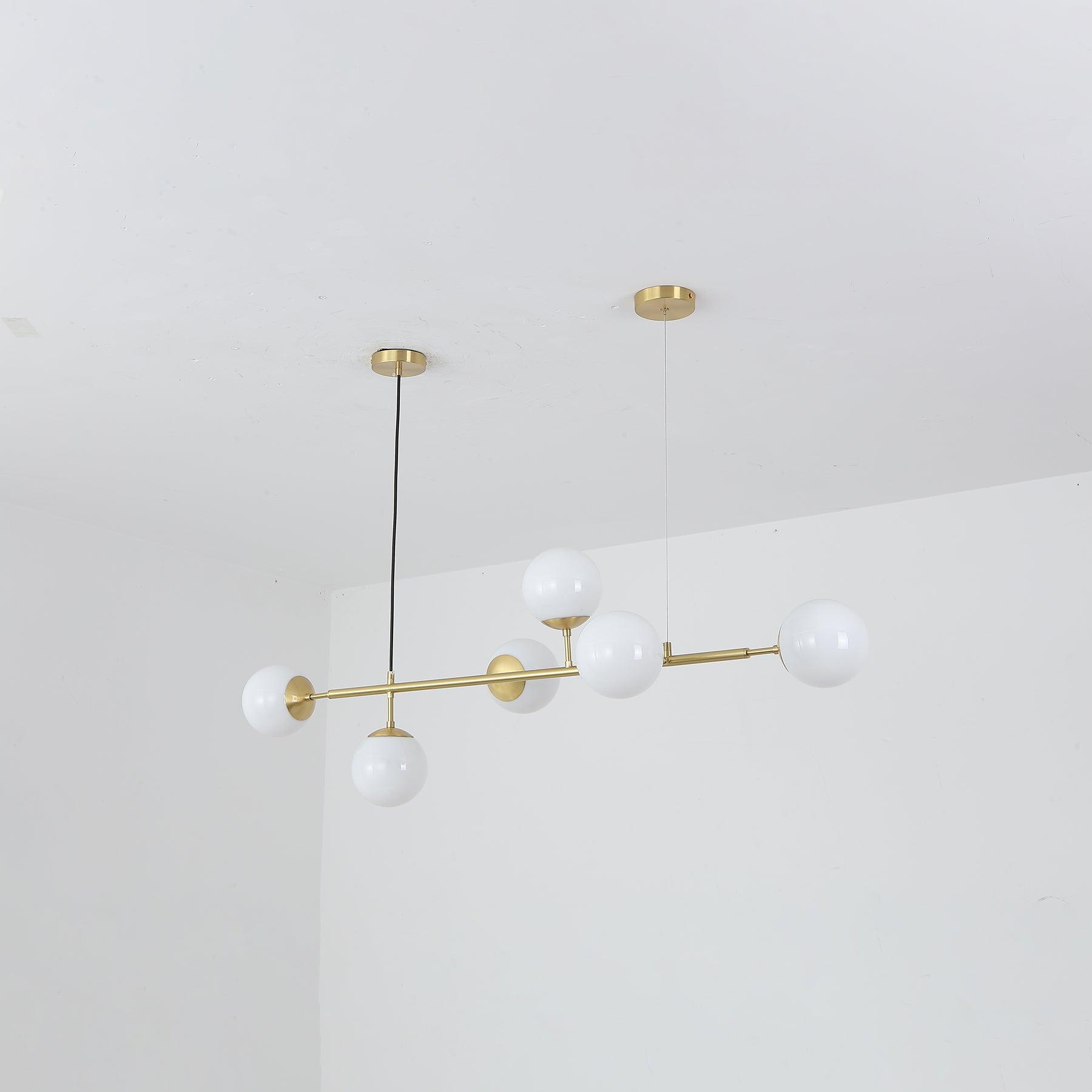 Modern Spherical Glass Bead Crown Chandelier Brass Industrial Pendant Light