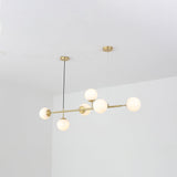 Modern Spherical Glass Bead Crown Chandelier Brass Industrial Pendant Light