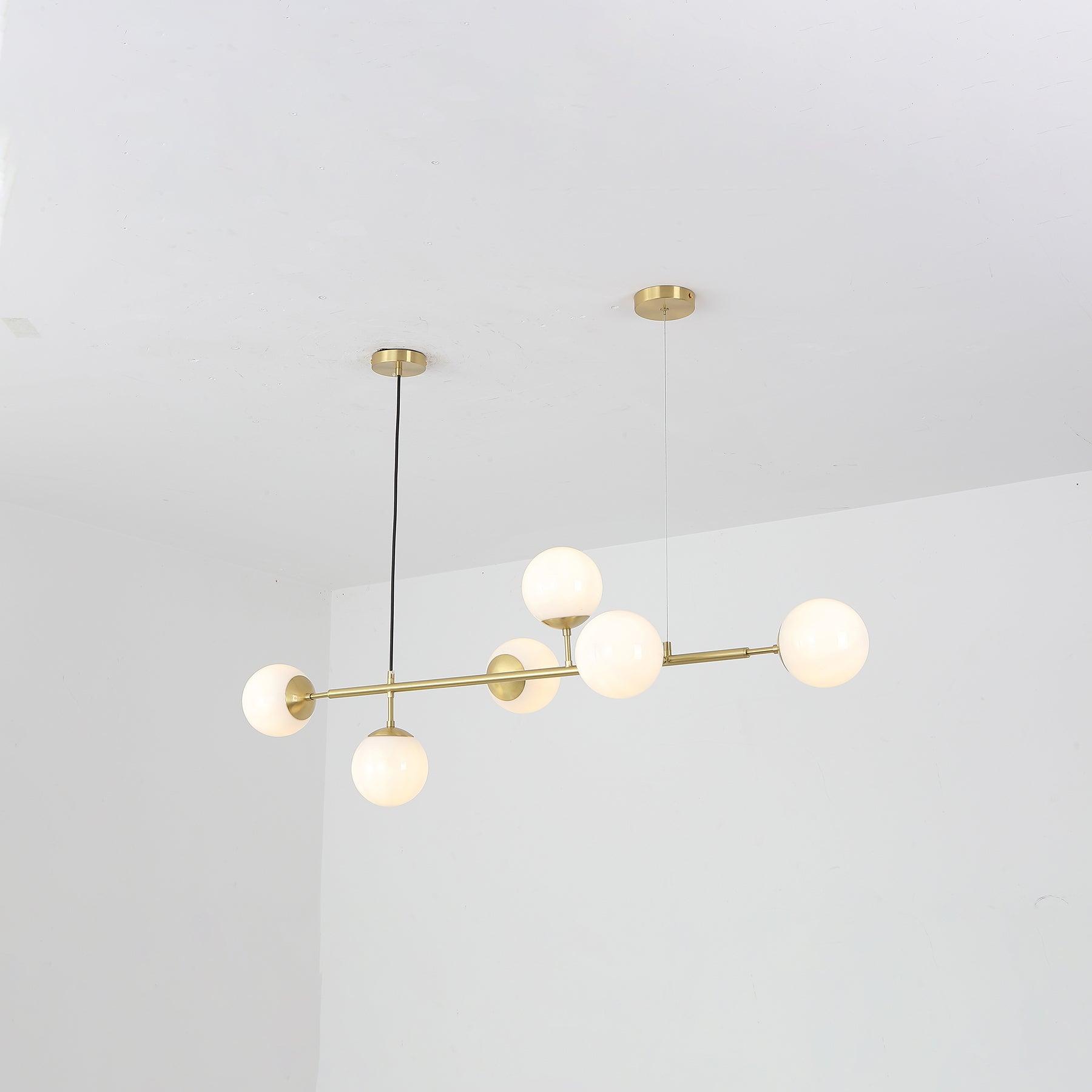 Modern Spherical Glass Bead Crown Chandelier Brass Industrial Pendant Light