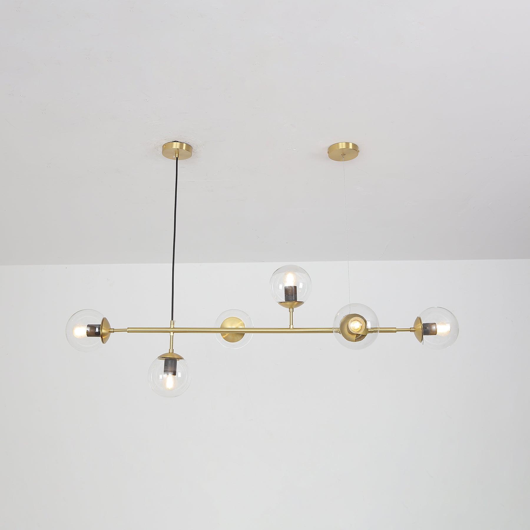Modern Spherical Glass Bead Crown Chandelier Brass Industrial Pendant Light