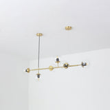 Modern Spherical Glass Bead Crown Chandelier Brass Industrial Pendant Light