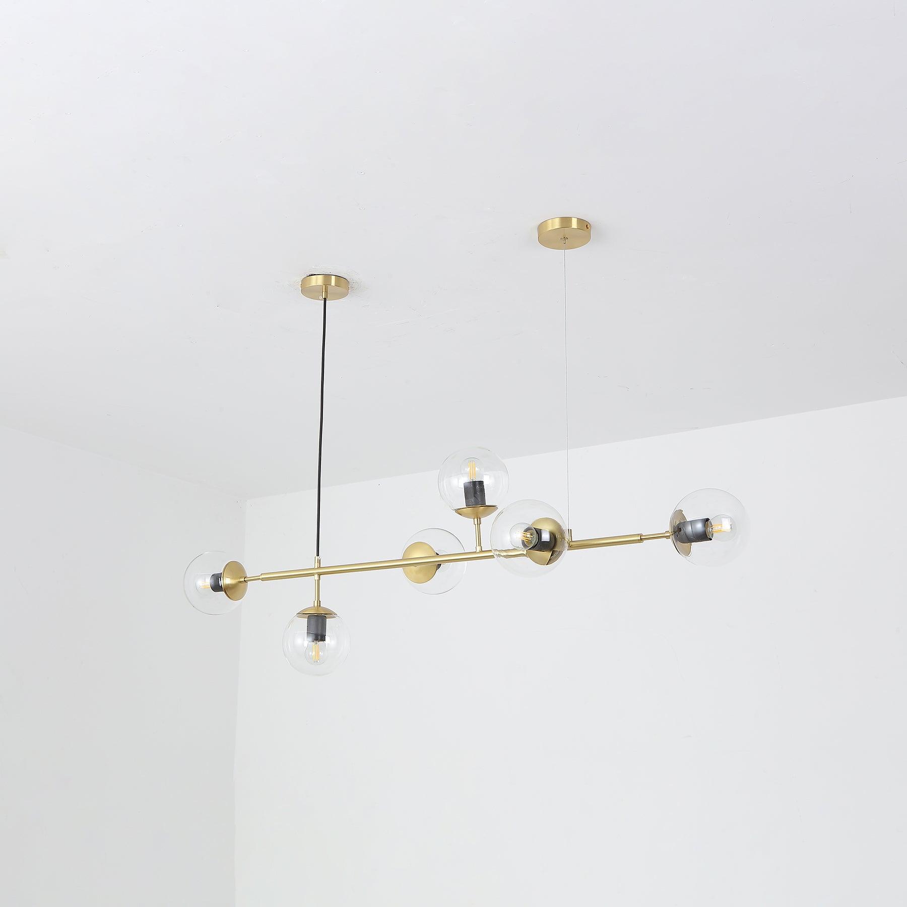 Modern Spherical Glass Bead Crown Chandelier Brass Industrial Pendant Light