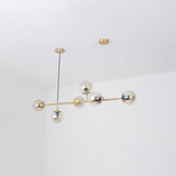 Modern Spherical Glass Bead Crown Chandelier Brass Industrial Pendant Light