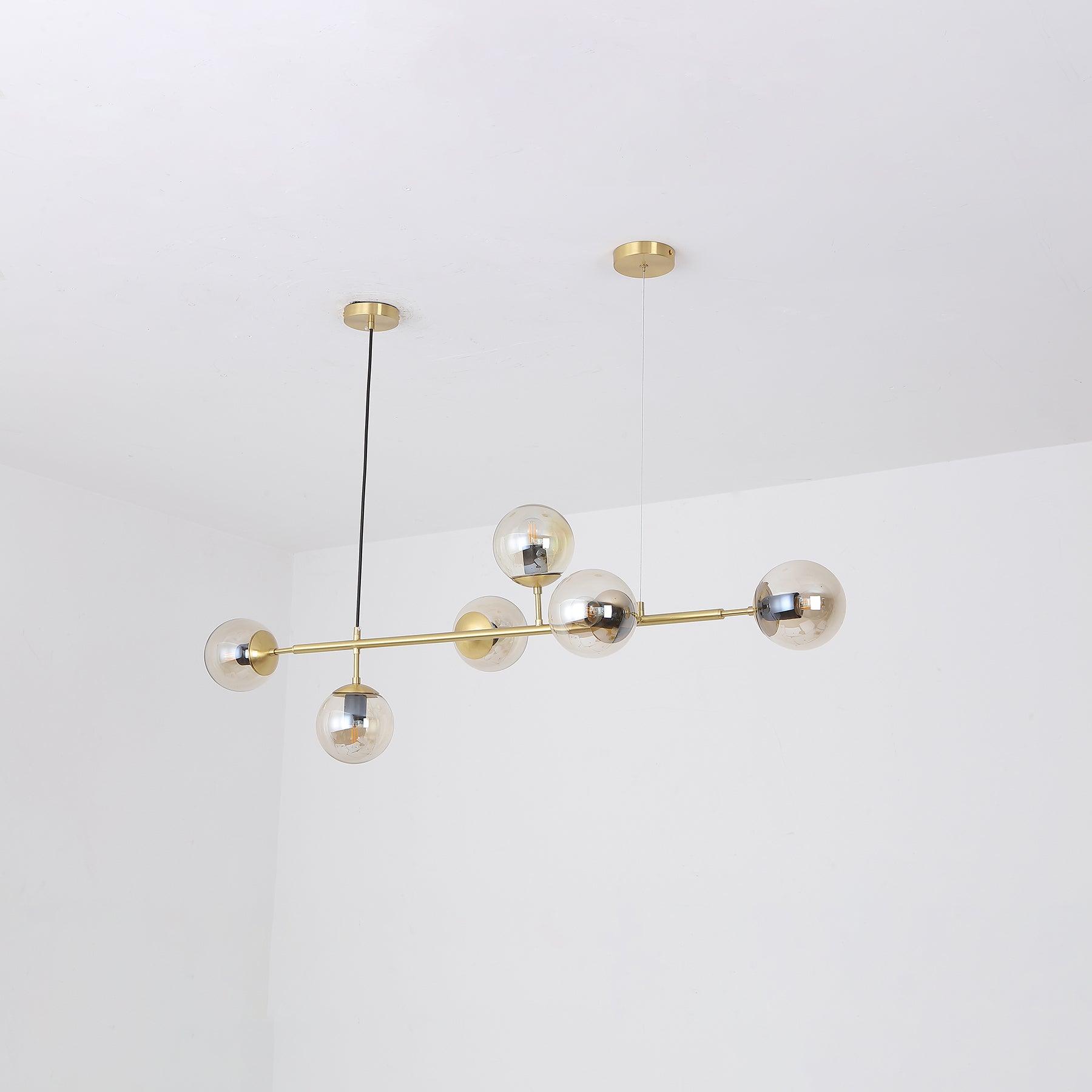 Modern Spherical Glass Bead Crown Chandelier Brass Industrial Pendant Light