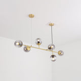 Modern Spherical Glass Bead Crown Chandelier Brass Industrial Pendant Light
