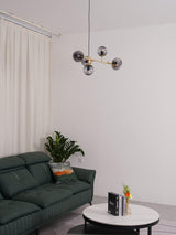 Modern Spherical Glass Bead Crown Chandelier Brass Industrial Pendant Light