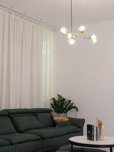 Modern Spherical Glass Bead Crown Chandelier Brass Industrial Pendant Light