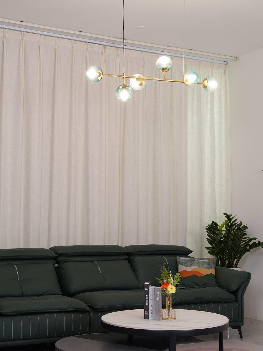 Modern Spherical Glass Bead Crown Chandelier Brass Industrial Pendant Light