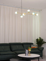 Modern Spherical Glass Bead Crown Chandelier Brass Industrial Pendant Light