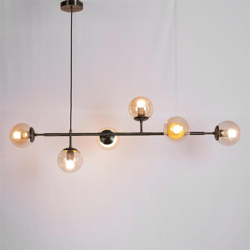 Modern Spherical Glass Bead Crown Chandelier Brass Industrial Pendant Light