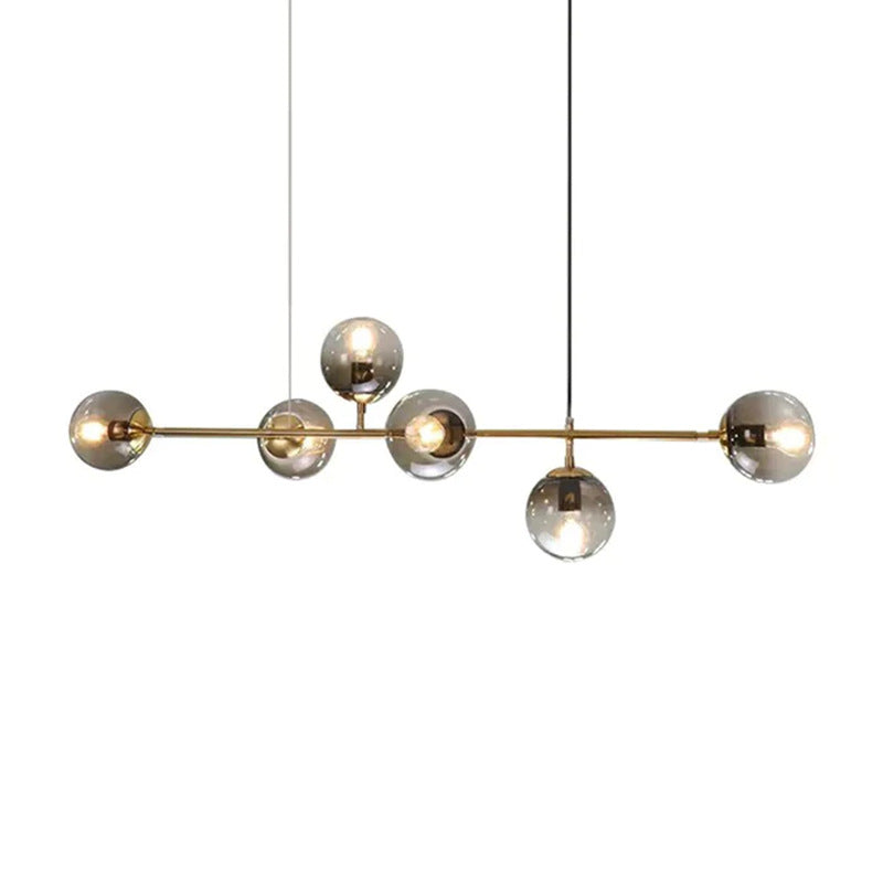 Modern Spherical Glass Bead Crown Chandelier Brass Industrial Pendant Light