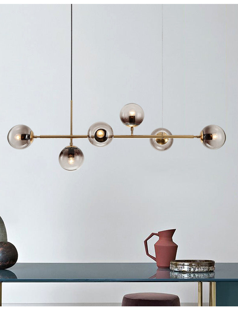 Modern Spherical Glass Bead Crown Chandelier Brass Industrial Pendant Light