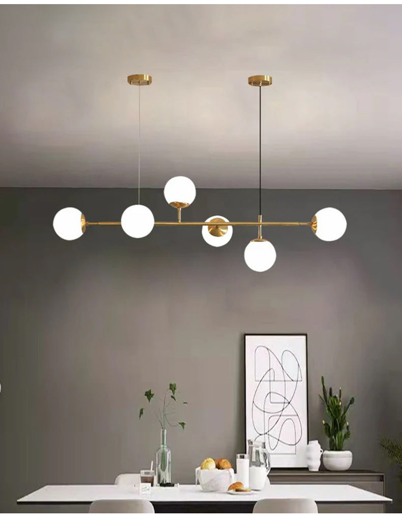 Modern Spherical Glass Bead Crown Chandelier Brass Industrial Pendant Light