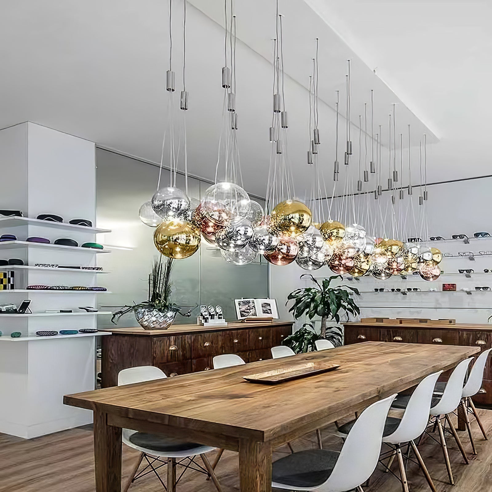 Modern Spherical Glass Bubble Pendant Light with Chrome Finish LED Hanging Fixture