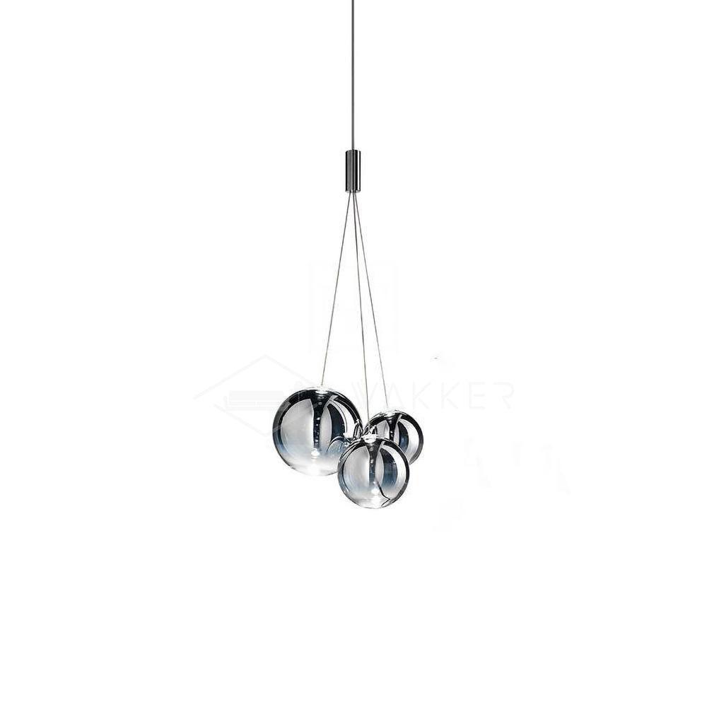 Modern Spherical Glass Bubble Pendant Light with Chrome Finish LED Hanging Fixture