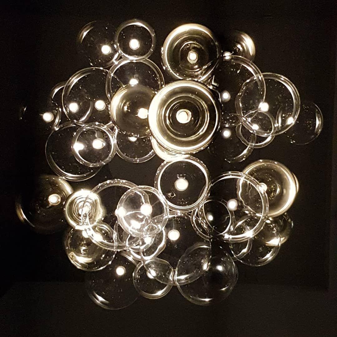Modern Spherical Glass Bubble Pendant Light with Chrome Finish LED Hanging Fixture