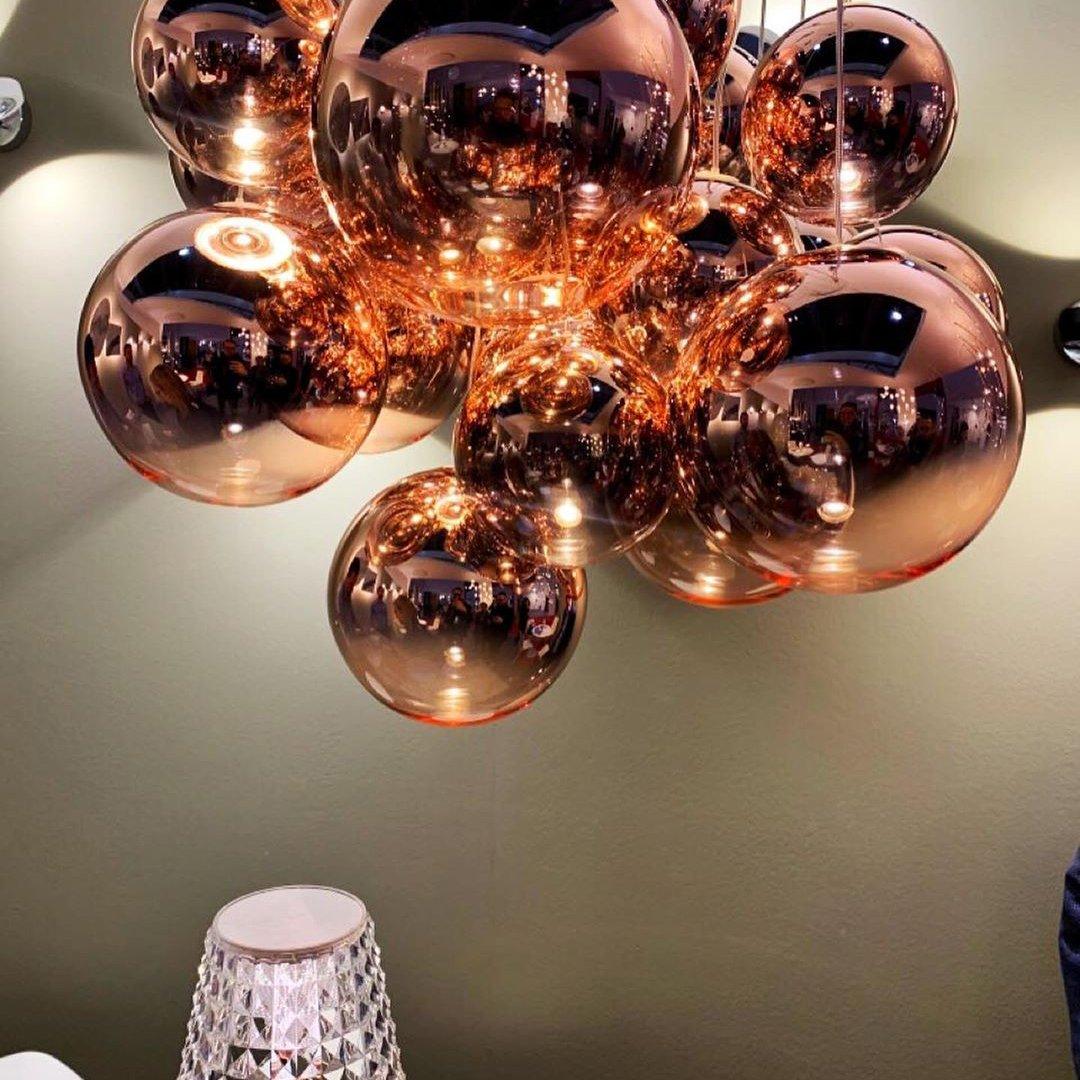 Modern Spherical Glass Bubble Pendant Light with Chrome Finish LED Hanging Fixture