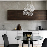 Modern Spherical Glass Bubble Pendant Light with Chrome Finish LED Hanging Fixture
