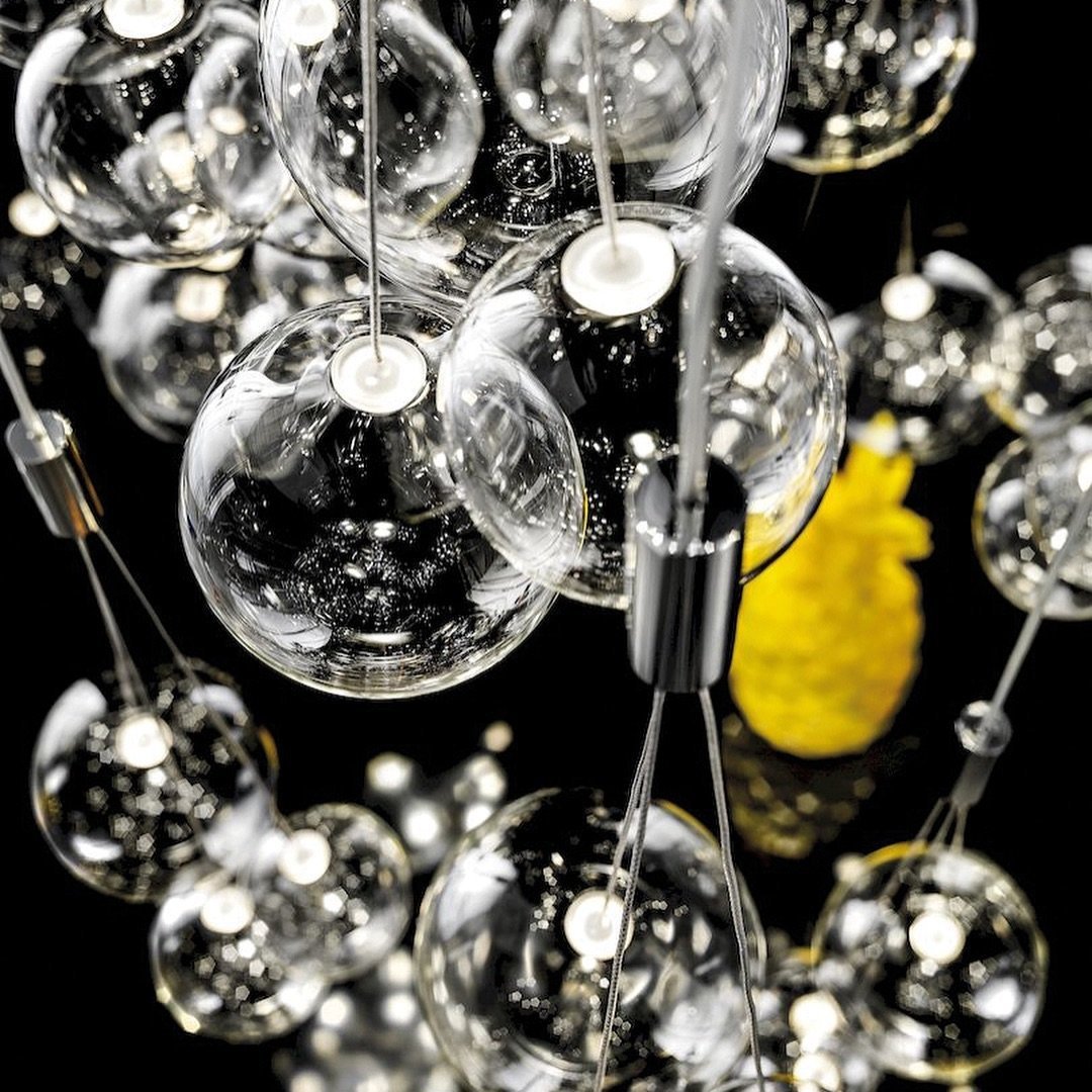 Modern Spherical Glass Bubble Pendant Light with Chrome Finish LED Hanging Fixture