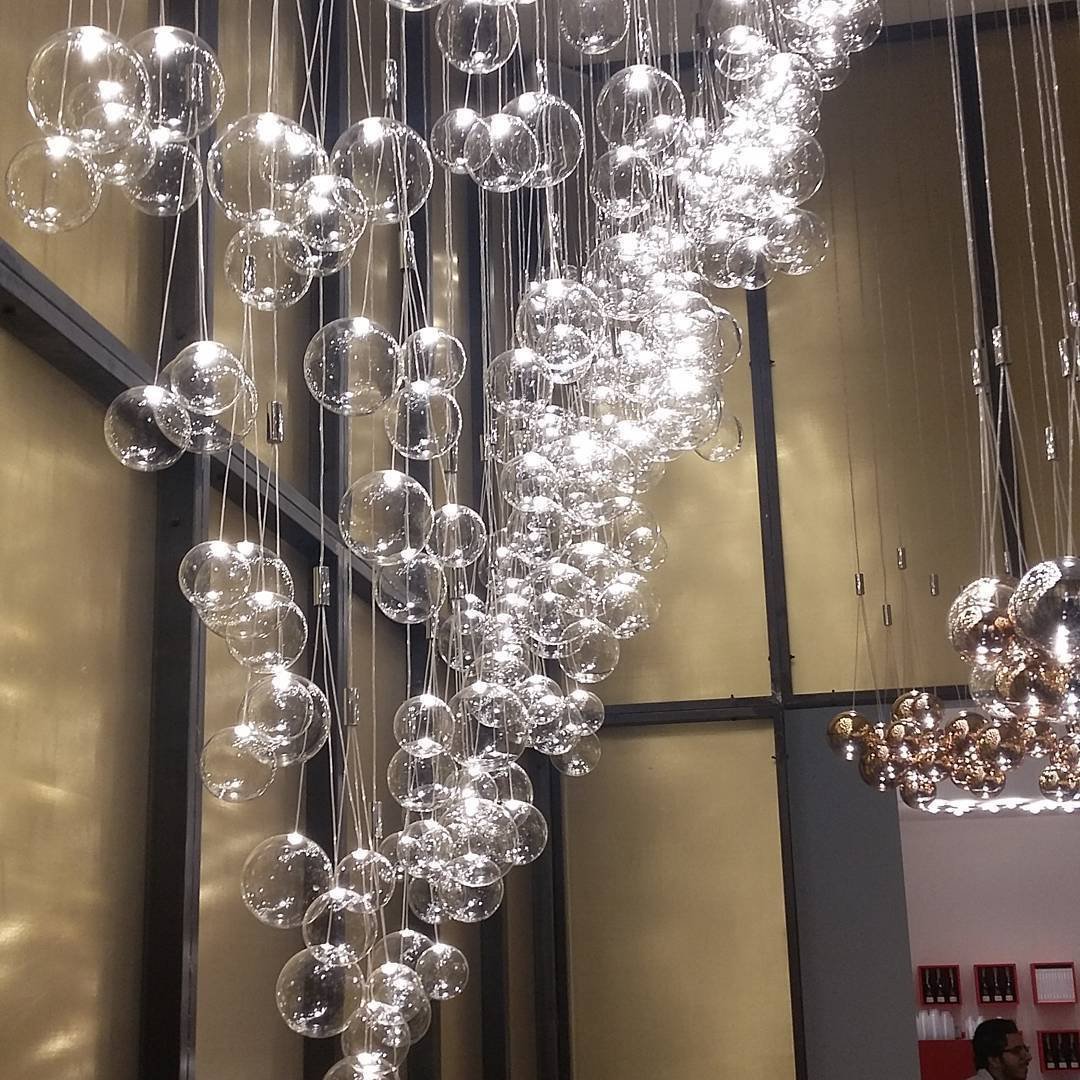 Modern Spherical Glass Bubble Pendant Light with Chrome Finish LED Hanging Fixture