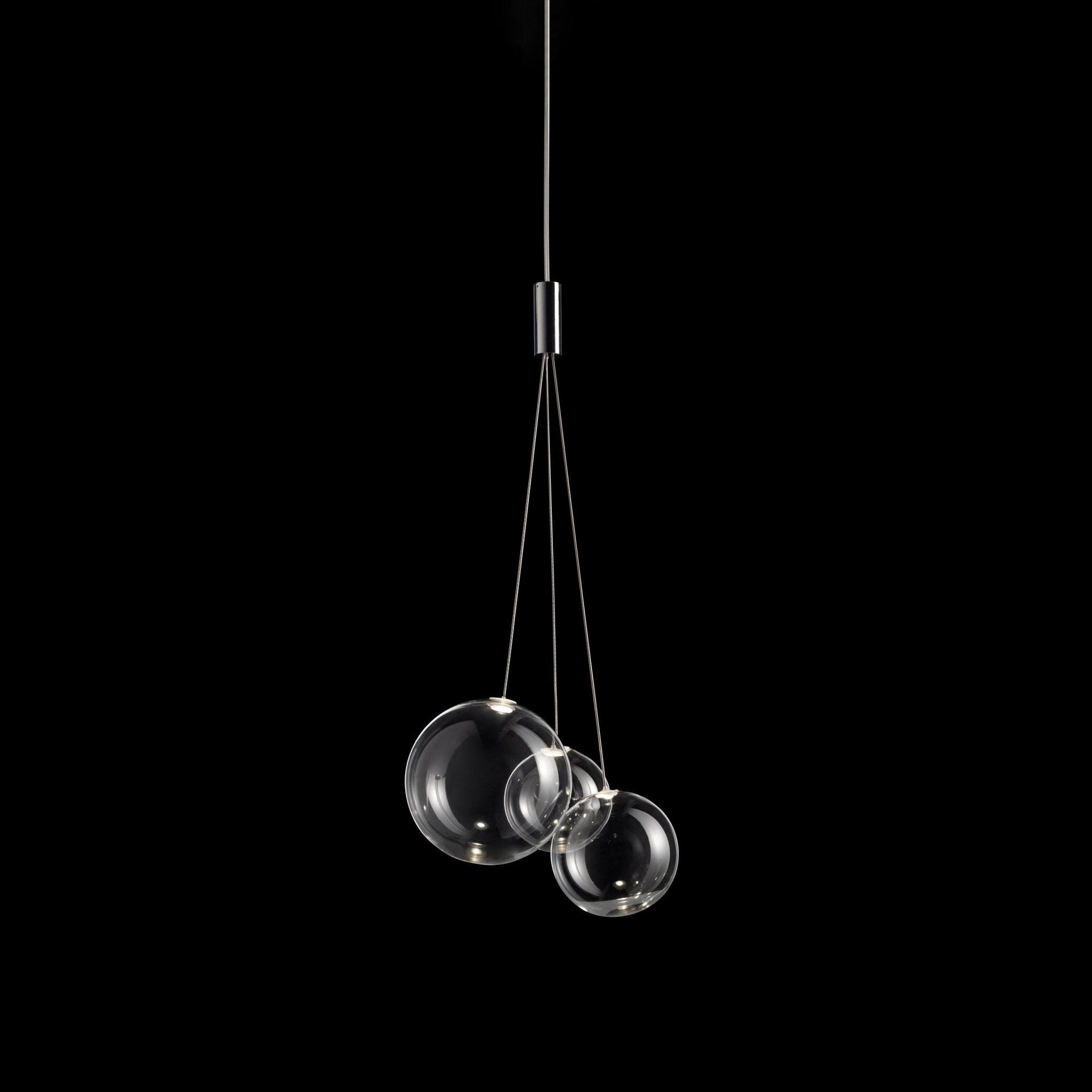 Modern Spherical Glass Bubble Pendant Light with Chrome Finish LED Hanging Fixture