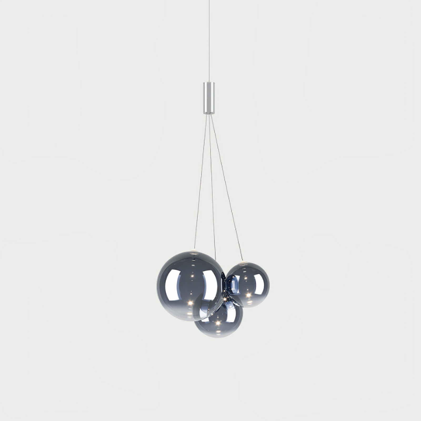 Modern Spherical Glass Bubble Pendant Light with Chrome Finish LED Hanging Fixture
