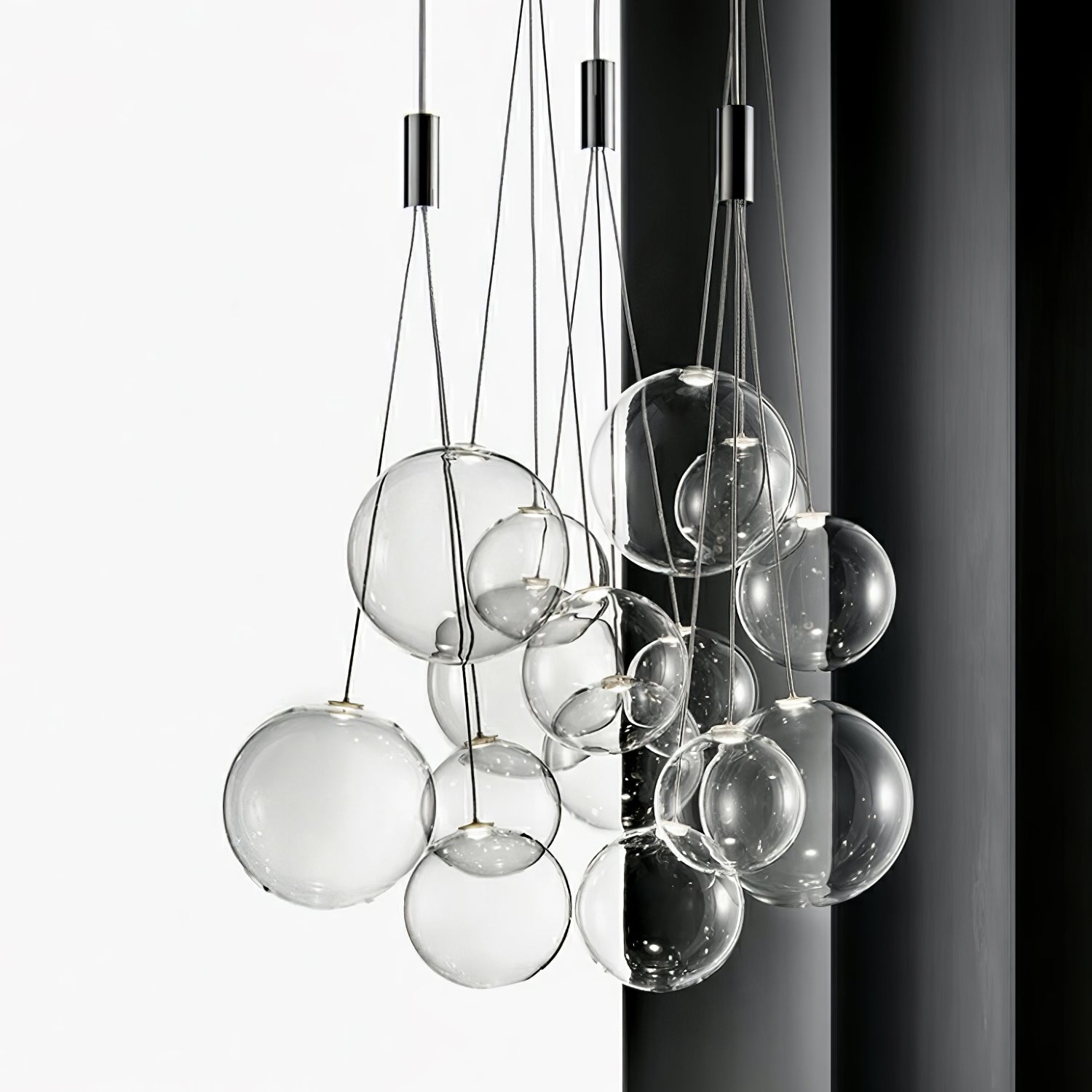Modern Spherical Glass Bubble Pendant Light with Chrome Finish LED Hanging Fixture