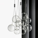 Modern Spherical Glass Bubble Pendant Light with Chrome Finish LED Hanging Fixture