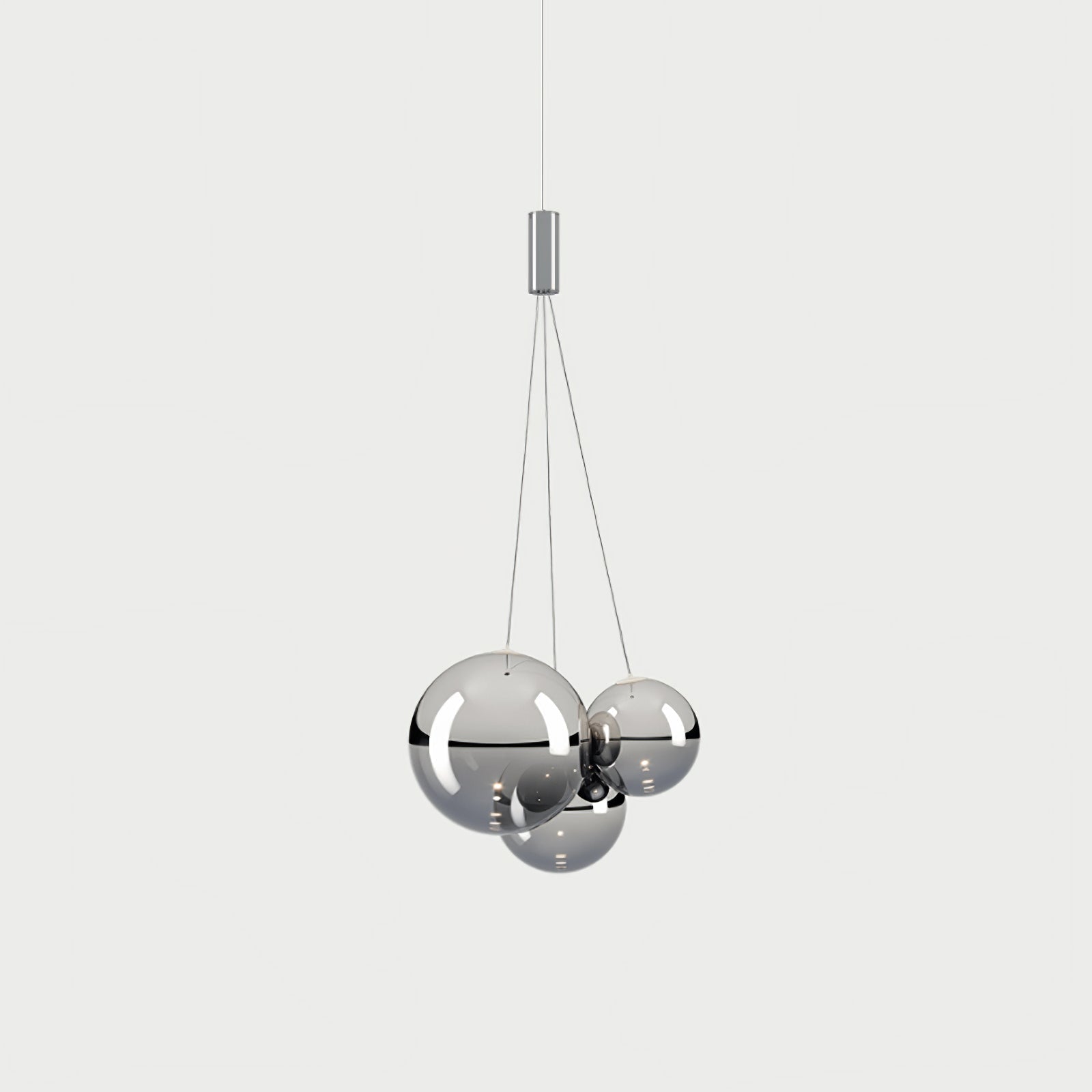 Modern Spherical Glass Bubble Pendant Light with Chrome Finish LED Hanging Fixture