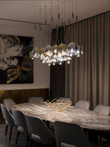 Modern Spherical Glass Bubble Pendant Light with Chrome Finish LED Hanging Fixture