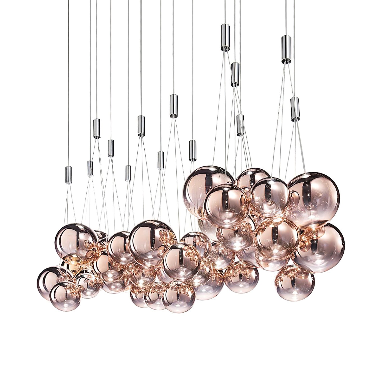 Modern Spherical Glass Bubble Pendant Light with Chrome Finish LED Hanging Fixture