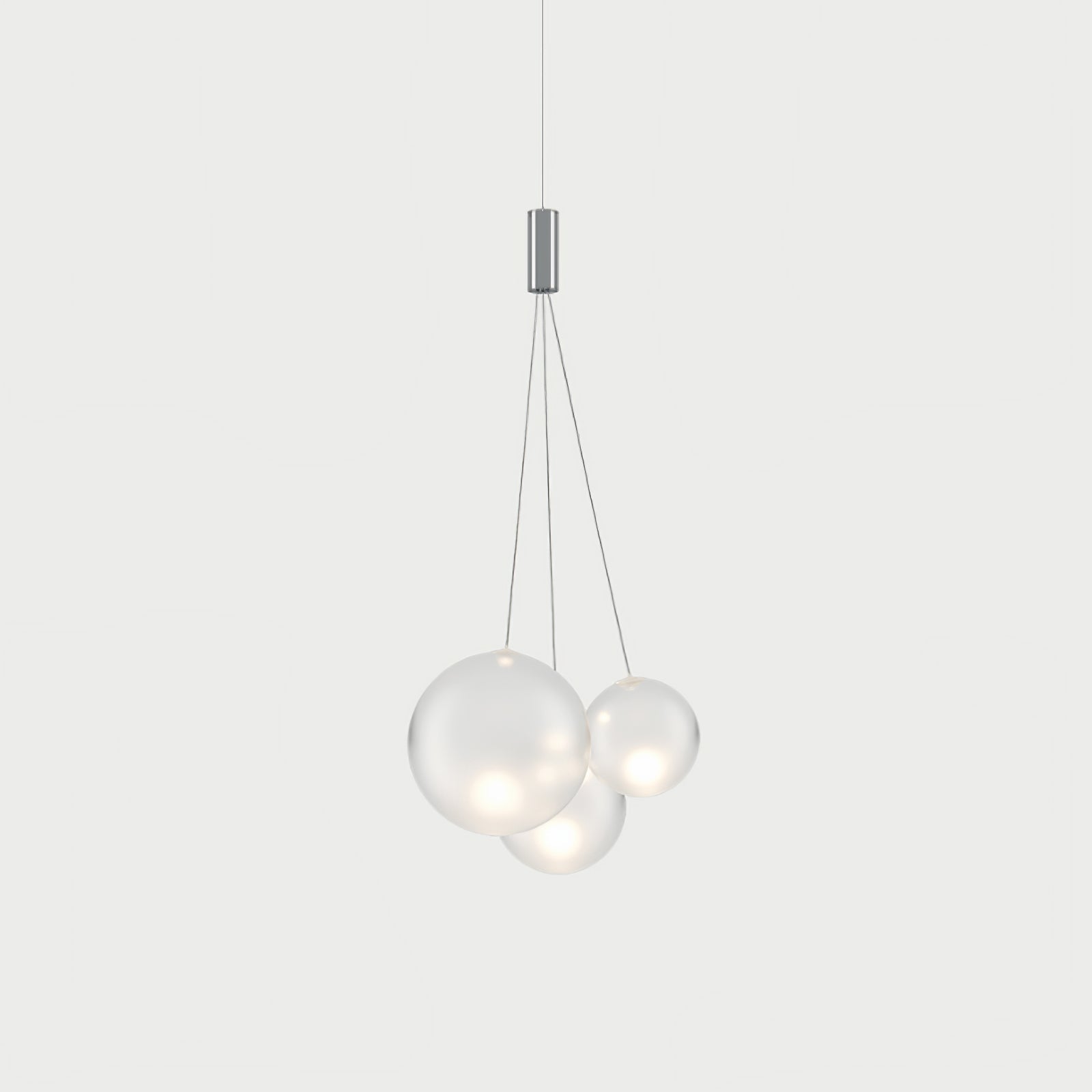 Modern Spherical Glass Bubble Pendant Light with Chrome Finish LED Hanging Fixture