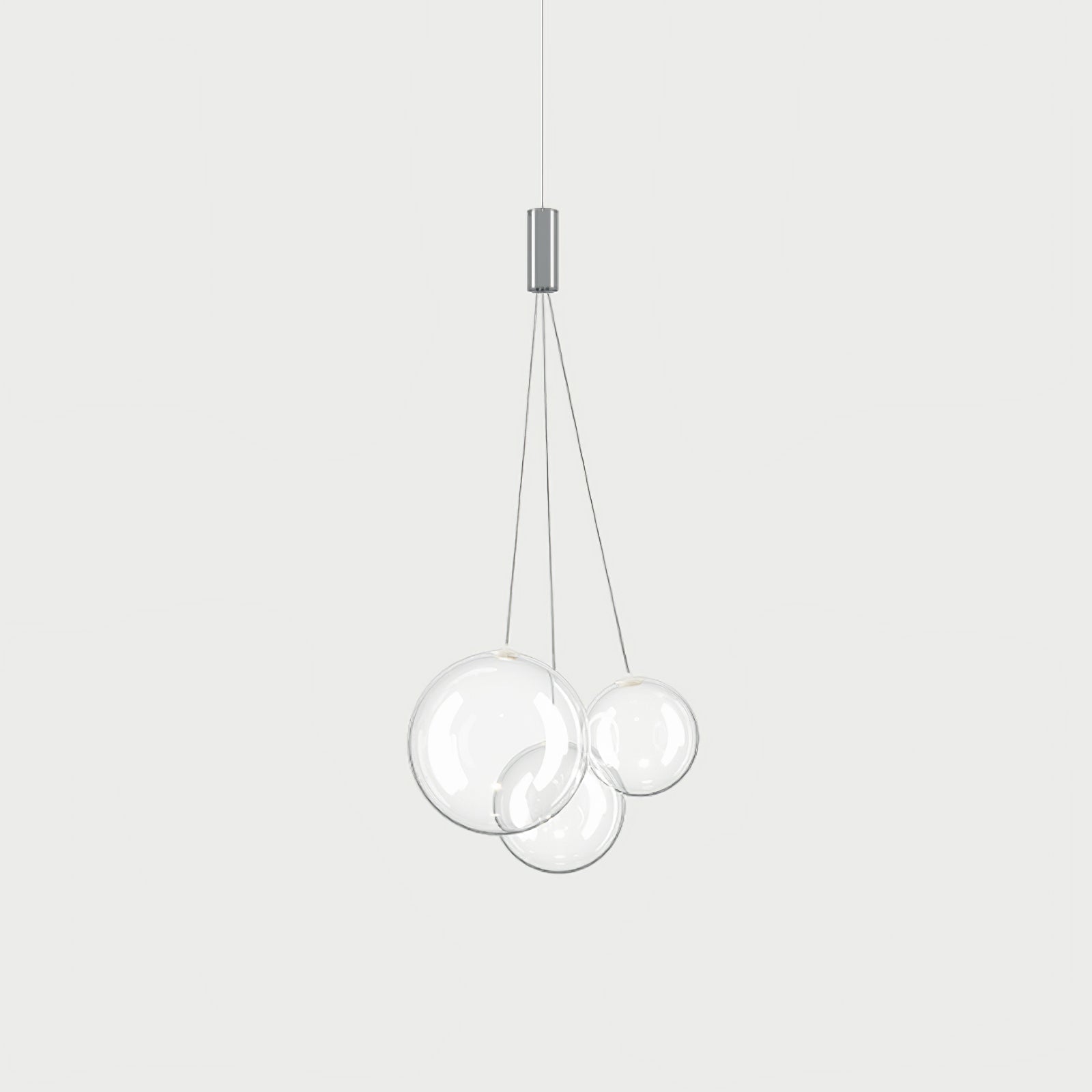 Modern Spherical Glass Bubble Pendant Light with Chrome Finish LED Hanging Fixture