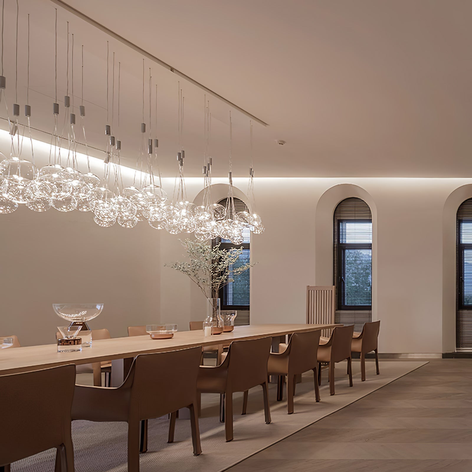 Modern Spherical Glass Bubble Pendant Light with Chrome Finish LED Hanging Fixture