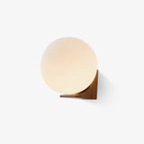 Modern Spherical Glass Globe Wall Sconce with Natural Solid Wood Base and G9 LED Socket