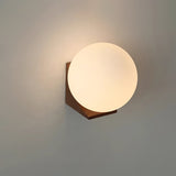 Modern Spherical Glass Globe Wall Sconce with Natural Solid Wood Base and G9 LED Socket