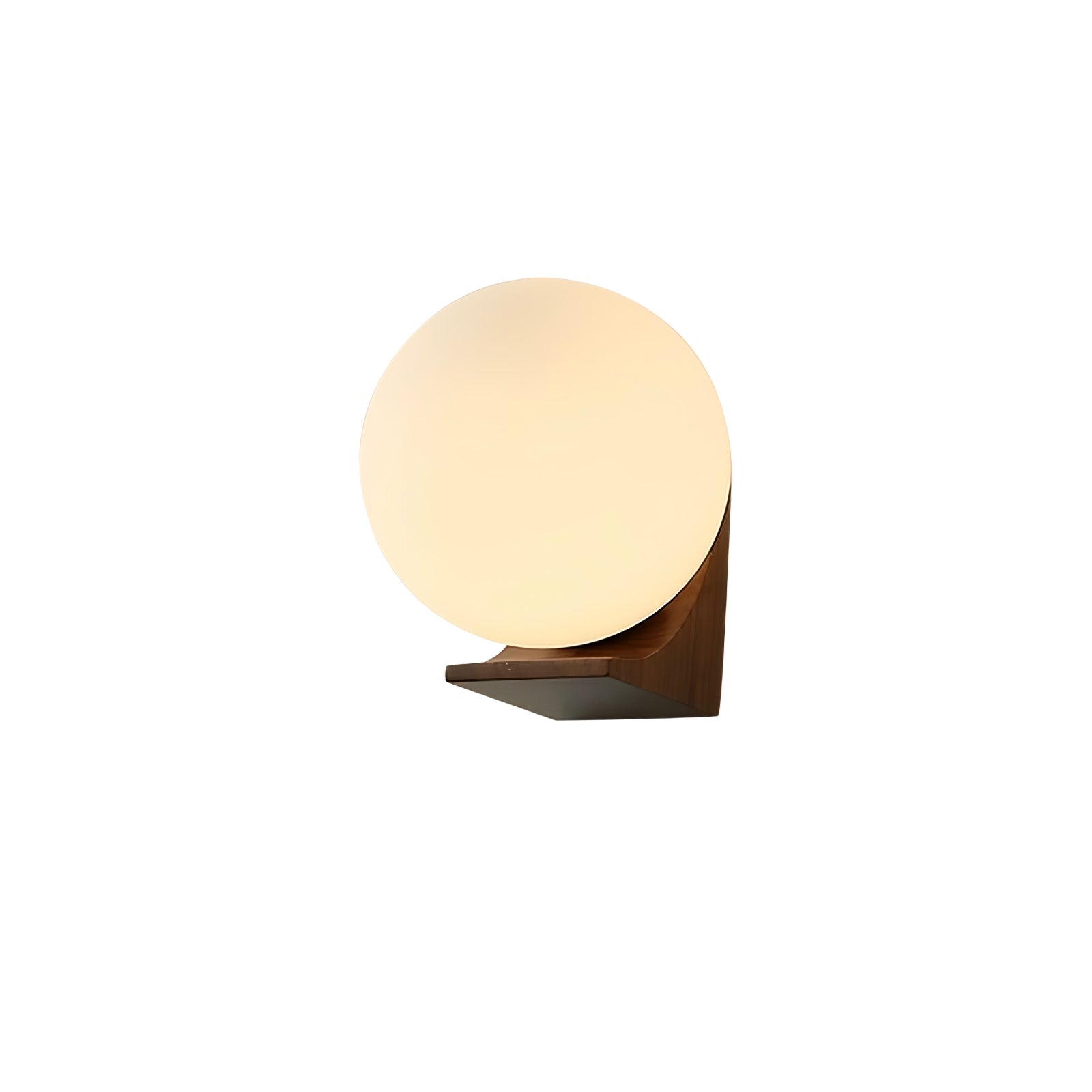 Modern Spherical Glass Globe Wall Sconce with Natural Solid Wood Base and G9 LED Socket