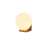 Modern Spherical Glass Globe Wall Sconce with Natural Solid Wood Base and G9 LED Socket