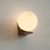 Modern Spherical Glass Globe Wall Sconce with Natural Solid Wood Base and G9 LED Socket