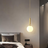 Modern Spherical Glass Pendant Light Brass and Black Contemporary Ceiling Hanging Fixture